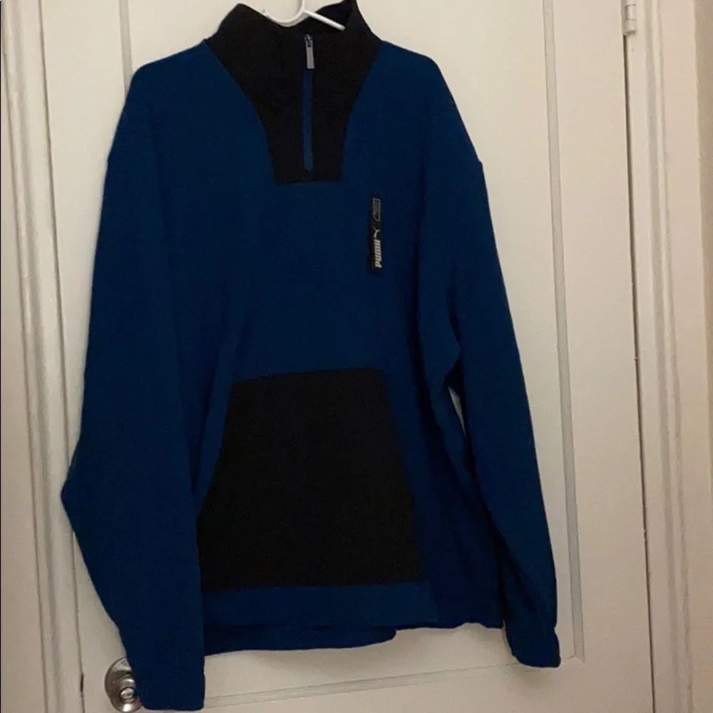 NWT Puma half zip blue & black sweater size: XXL